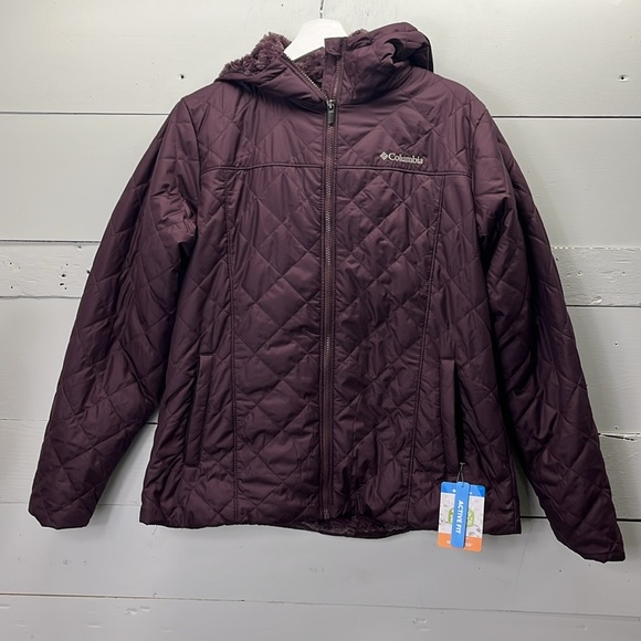 NWT Columbia Copper Crest II Hooded Jacket in Burgundy Size Large - Picture 2 of 8